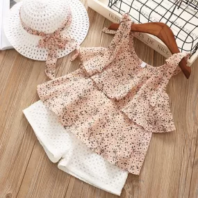 3pcs Ruffle Top, Shorts and Top Set