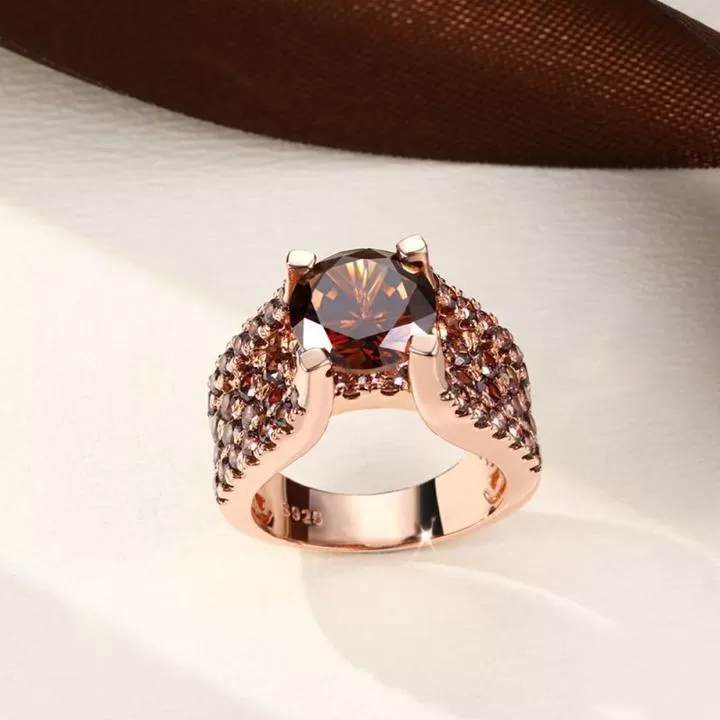 4.0ct Rose Golden Round Cut Engagement Ring