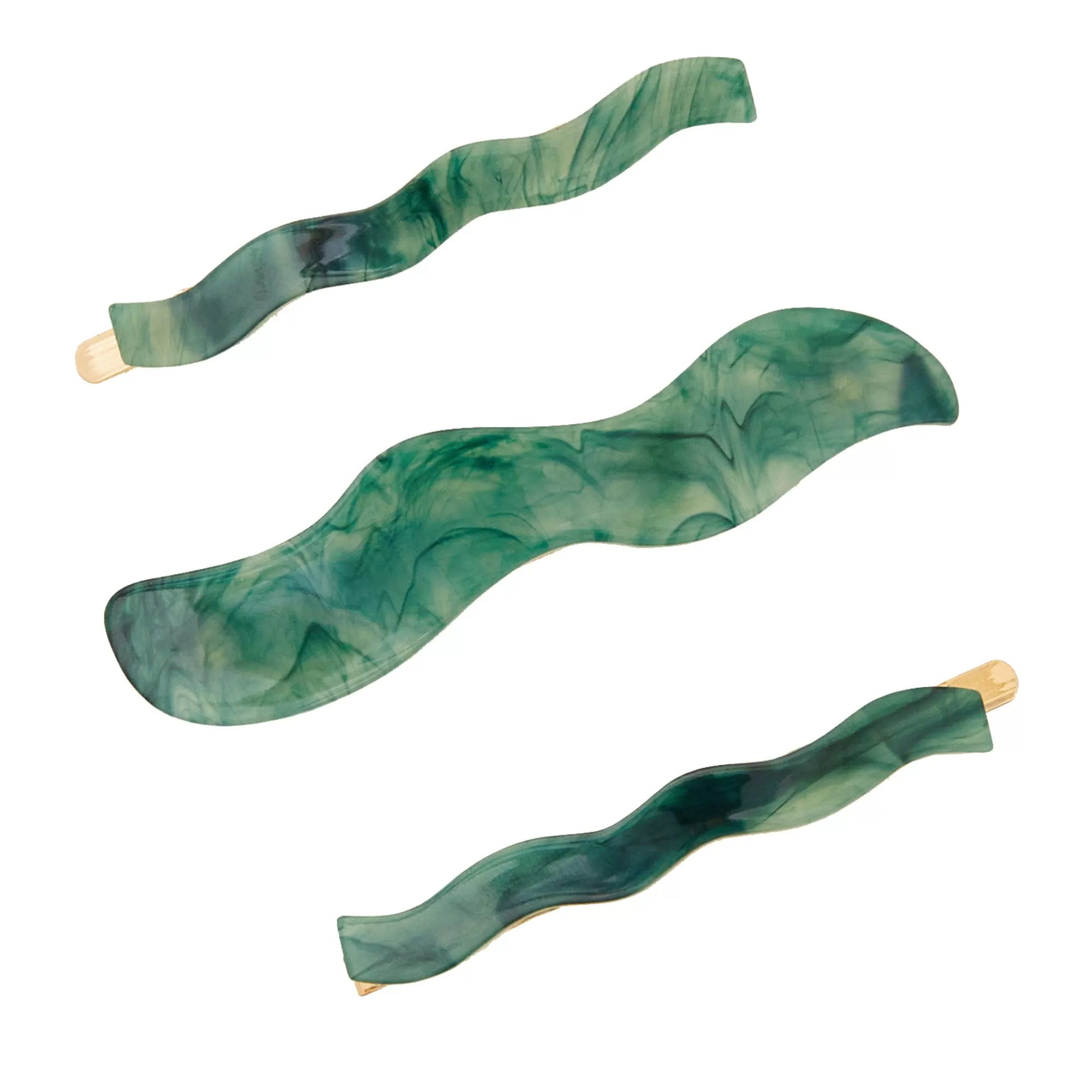 Accessorize London Women's Green Marble Hair Clips Pack of Three