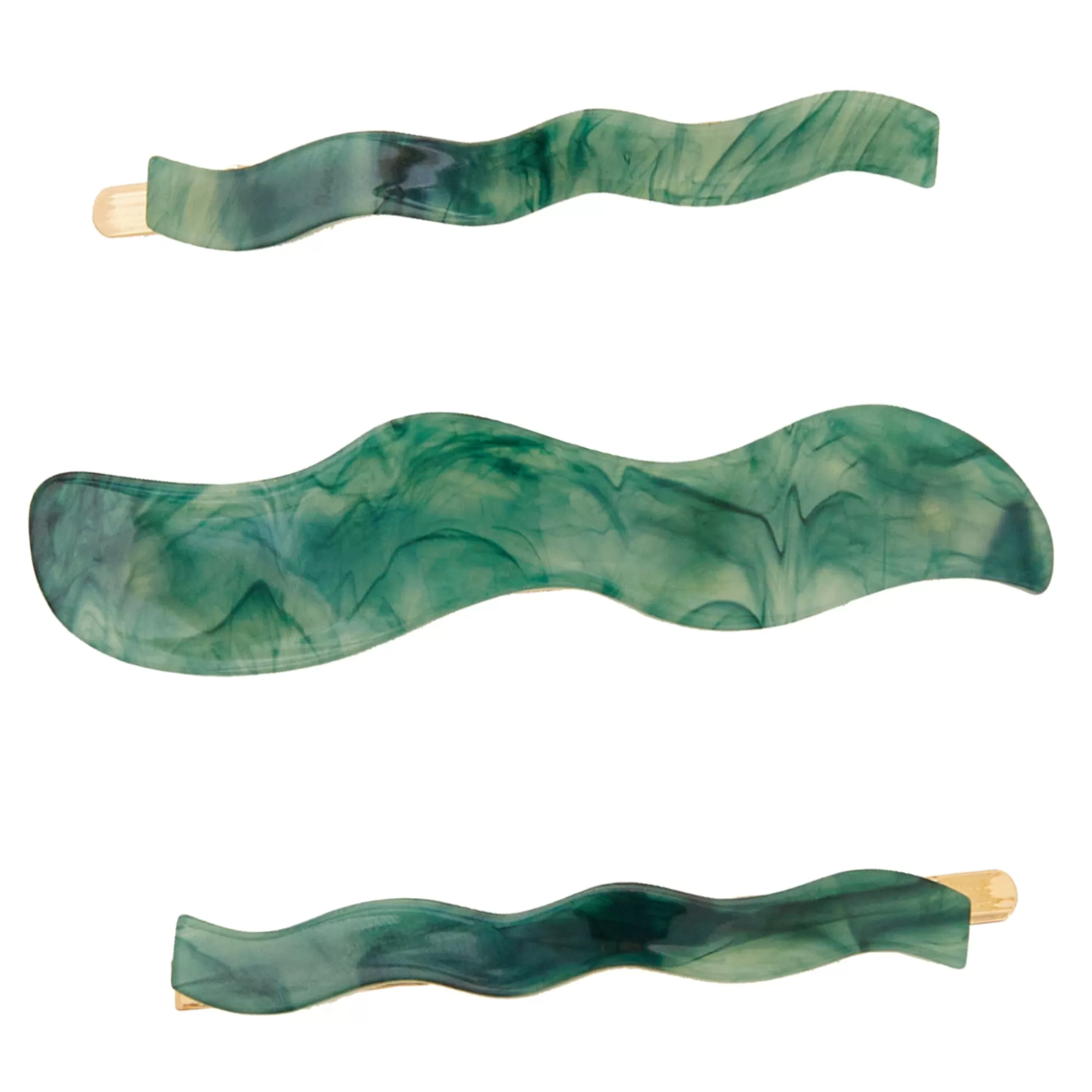 Accessorize London Women's Green Marble Hair Clips Pack of Three