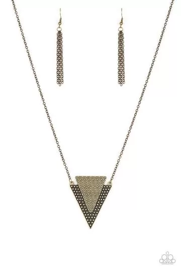 Ancient Arrow Brass Necklace - Paparazzi Accessories