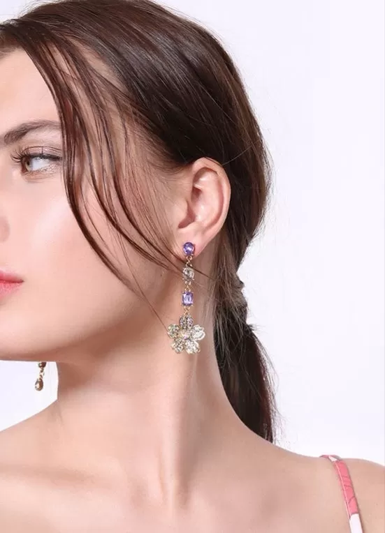 Asymmetrical  Butterfly Crystal Drop and Dangle Party Earring