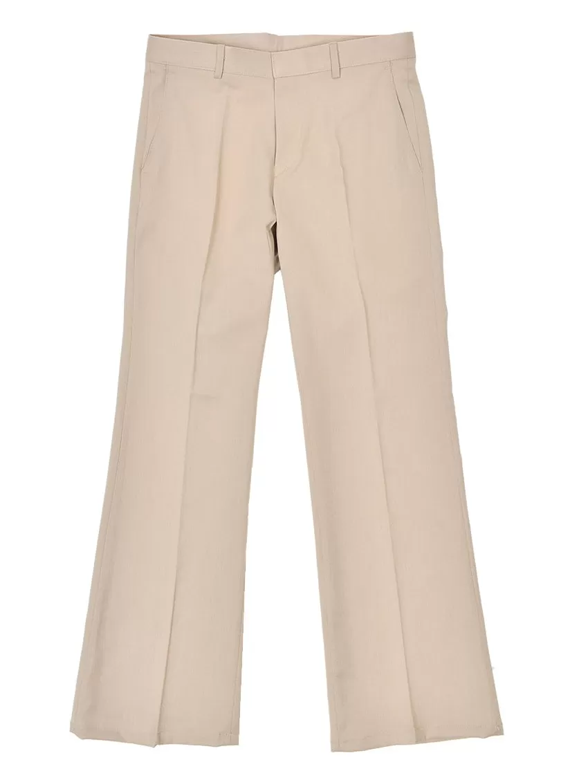 Beige Bootleg Cut Trousers Mens Formal Suits Pants Korean Guys Wide