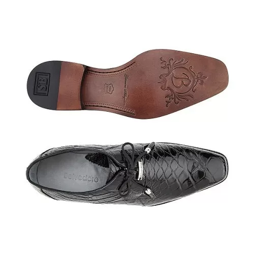 Belvedere Lago, Plain-toed Derby Dress Shoes, Alligator Style: 14010