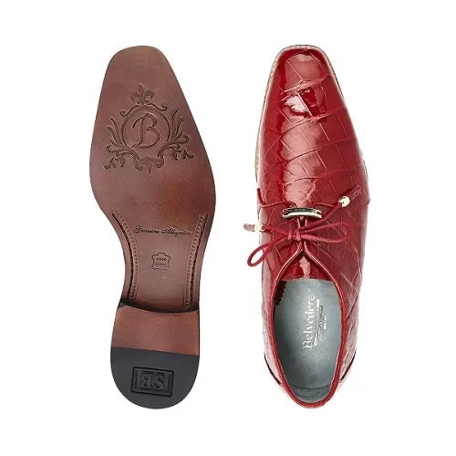 Belvedere Lago, Plain-toed Derby Dress Shoes, Alligator Style: 14010