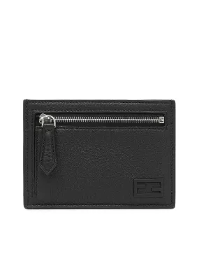 Black leather card holder