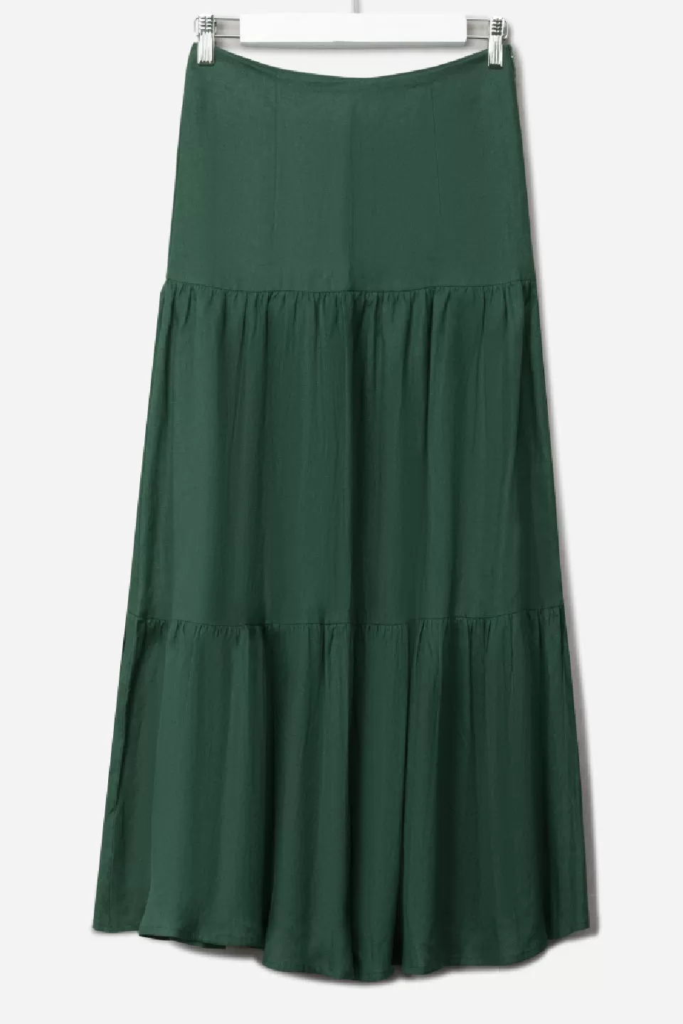 Blazing Forest Tiered Linen Midi Skirt