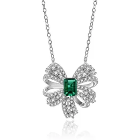 Bowknot Emerald Pendant Necklace