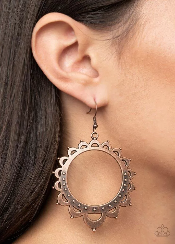 Casually Capricious  Copper Earrings - Paparazzi Accessories