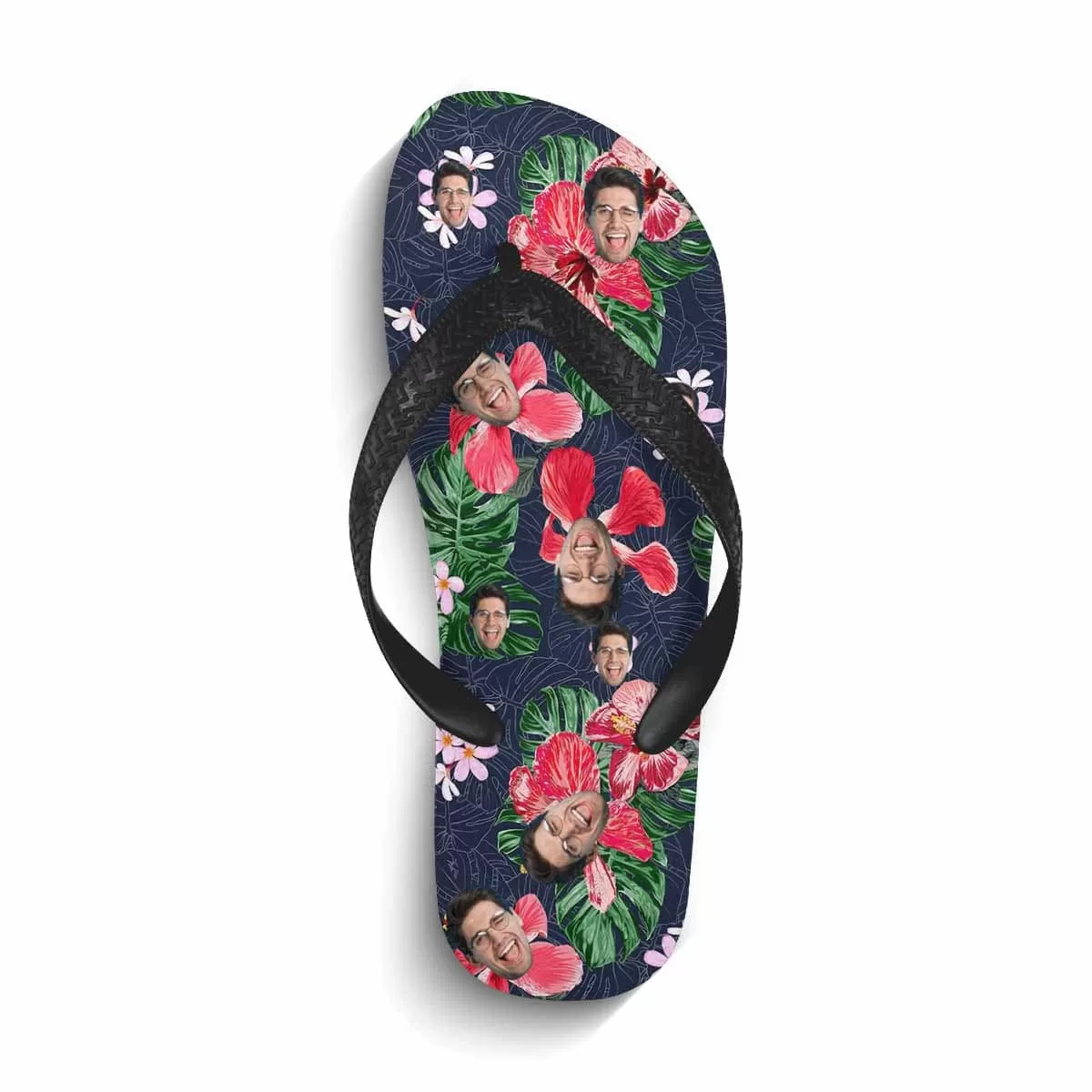 Custom Face Tropical Flowers Flip Flops For Both Man And Woman Funny Gift For Vacation,Wedding Ideas For Guests