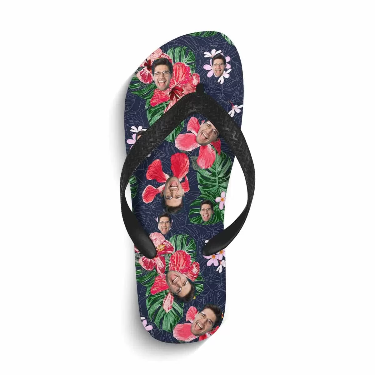 Custom Face Tropical Flowers Flip Flops For Both Man And Woman Funny Gift For Vacation,Wedding Ideas For Guests