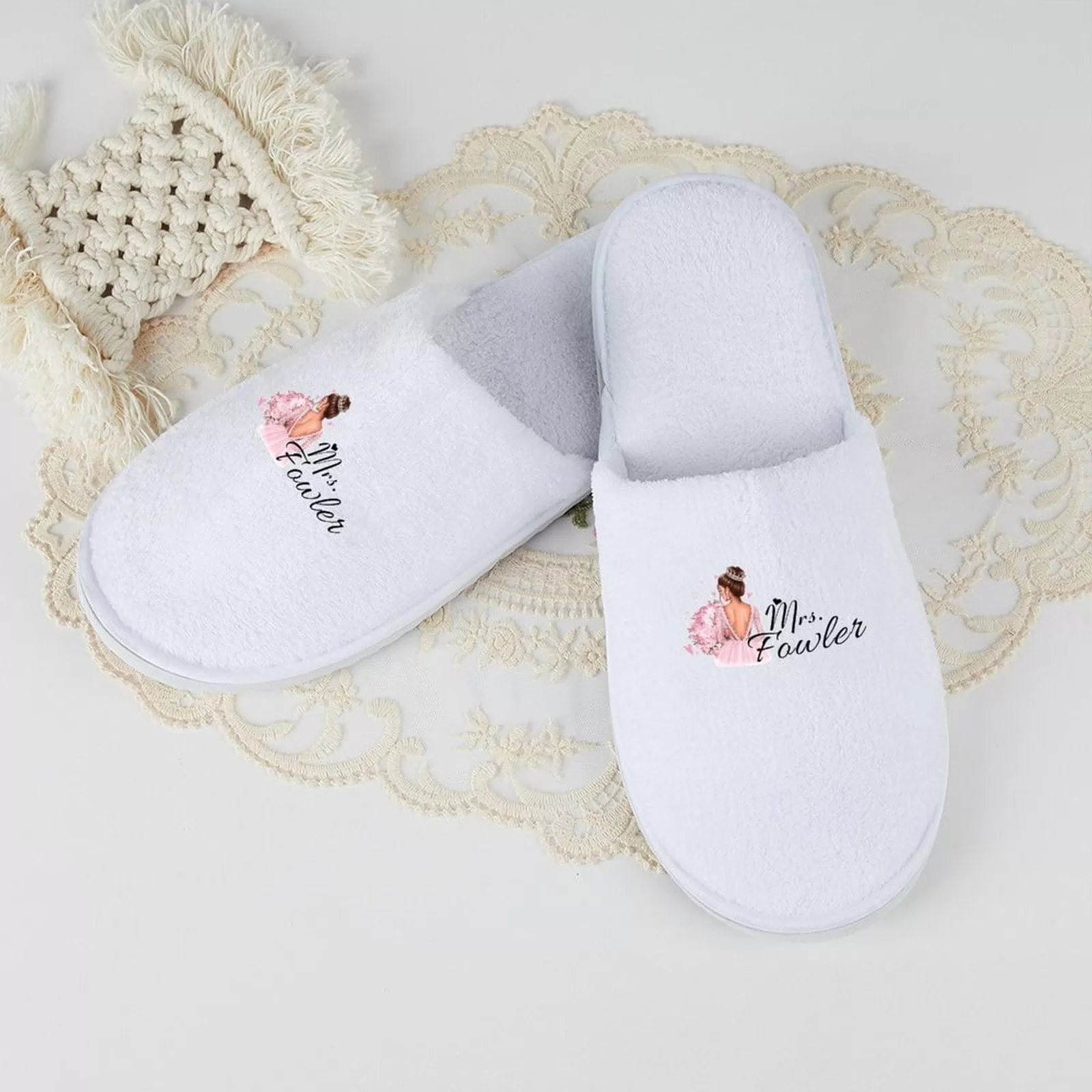 Custom Text Wedding Bridesmaids Wedding Spa Slippers Bride Slippers