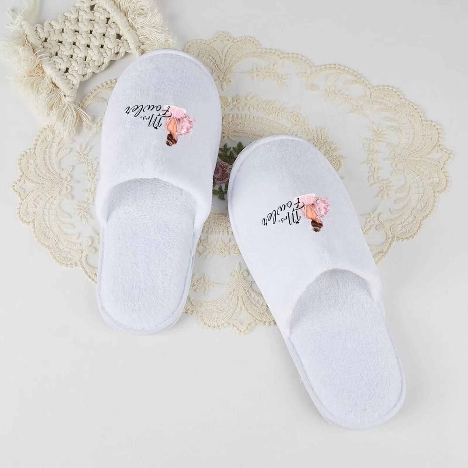 Custom Text Wedding Bridesmaids Wedding Spa Slippers Bride Slippers