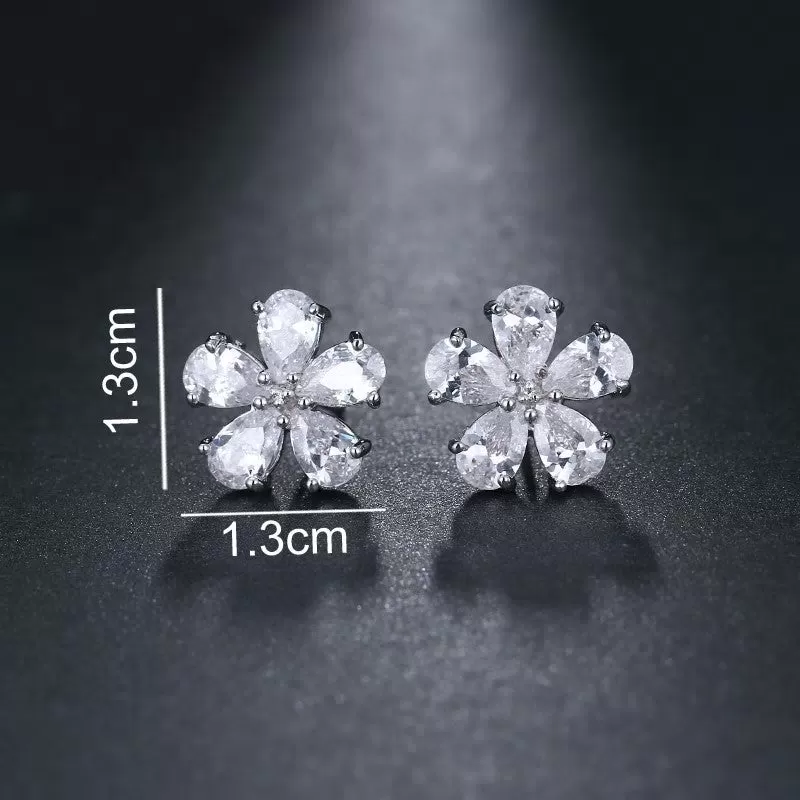 Cute CZ Flower Stud Bridal Earring