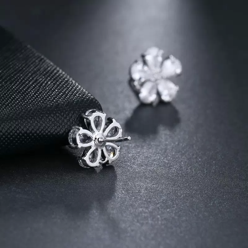 Cute CZ Flower Stud Bridal Earring