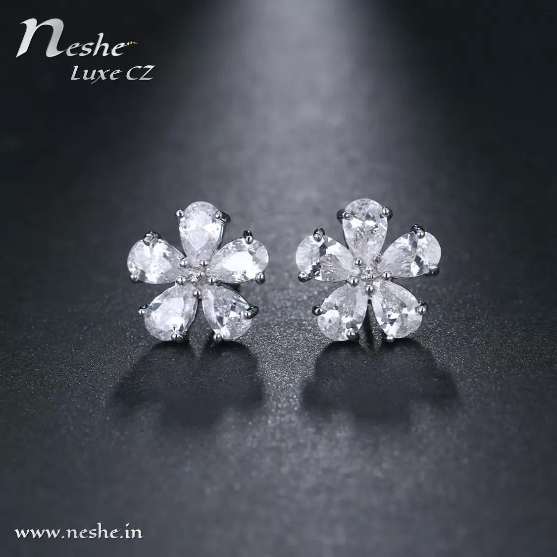 Cute CZ Flower Stud Bridal Earring