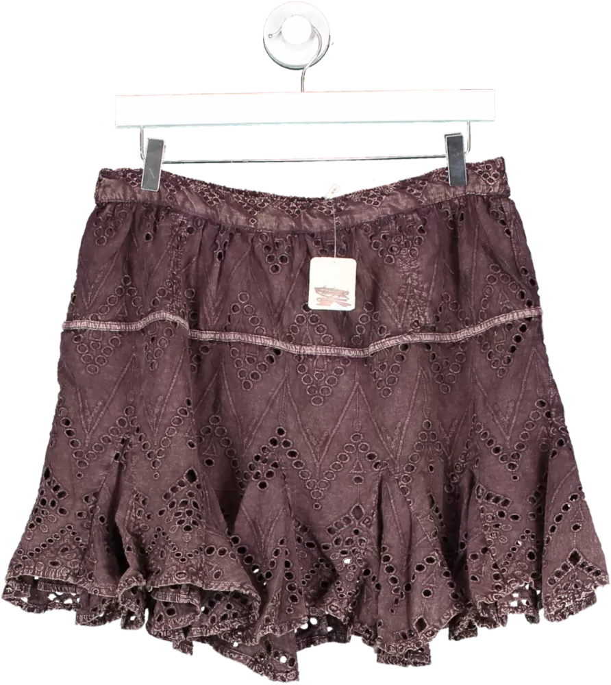 Free People Brown Serenity Mini Skort UK M