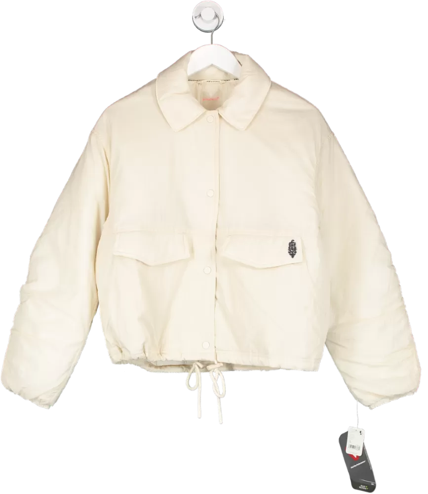 Free People Cream Off The Bleachers Coaches Primaloft Jacket UK XS