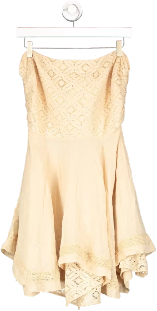 Free People Nude Renata Reversible Mini Dress In Peach Sands UK L