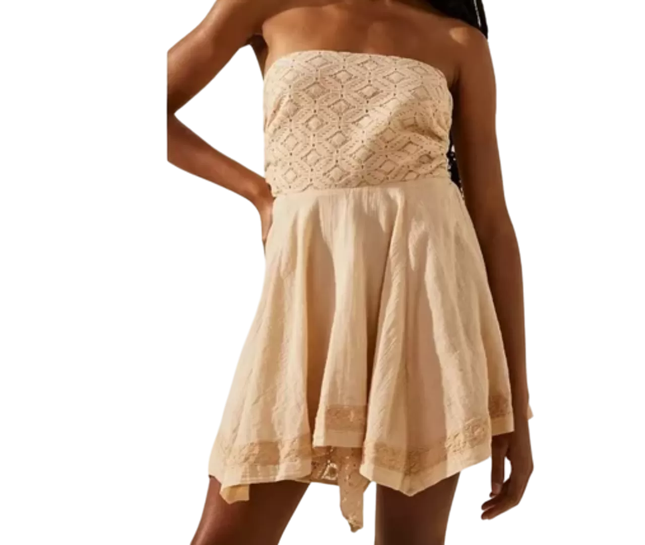 Free People Nude Renata Reversible Mini Dress In Peach Sands UK L