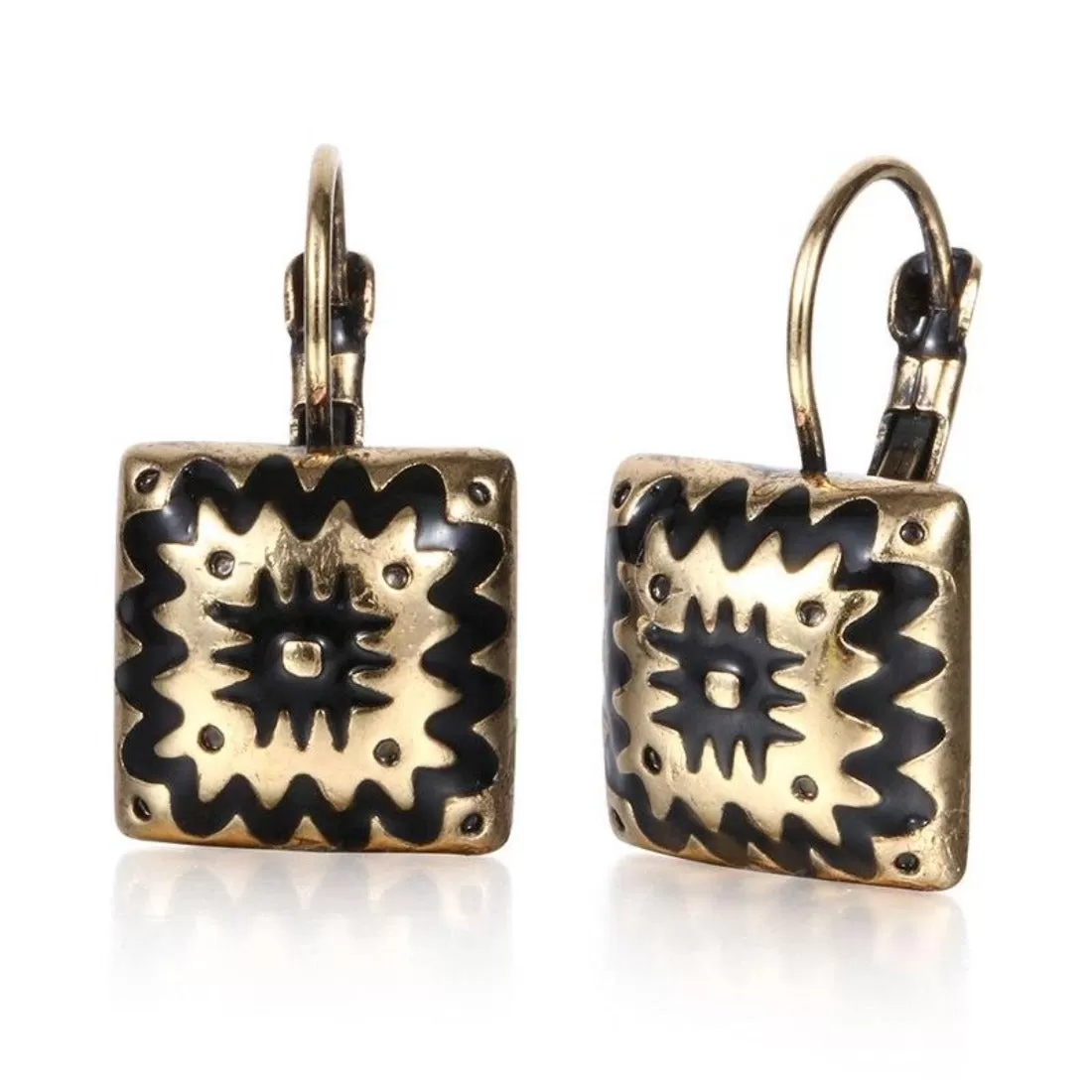 Geometric Enamel Drop Stud Earrings - 2 Colors