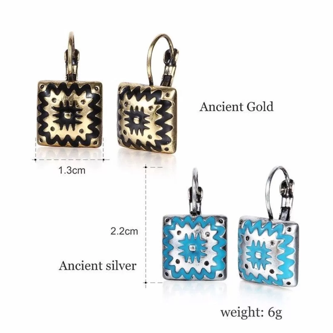 Geometric Enamel Drop Stud Earrings - 2 Colors