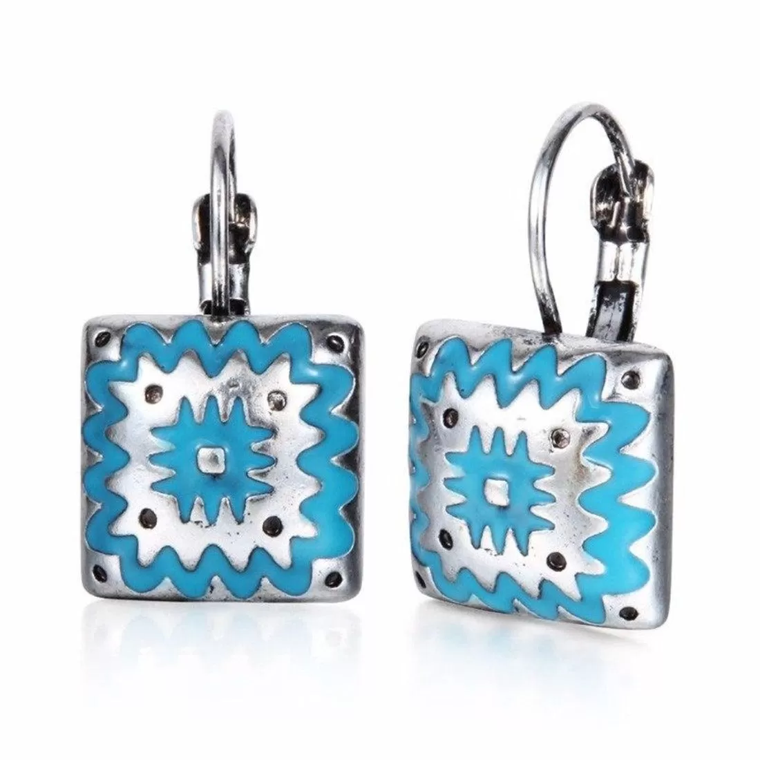 Geometric Enamel Drop Stud Earrings - 2 Colors