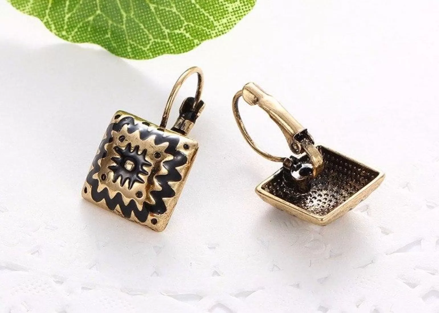 Geometric Enamel Drop Stud Earrings - 2 Colors