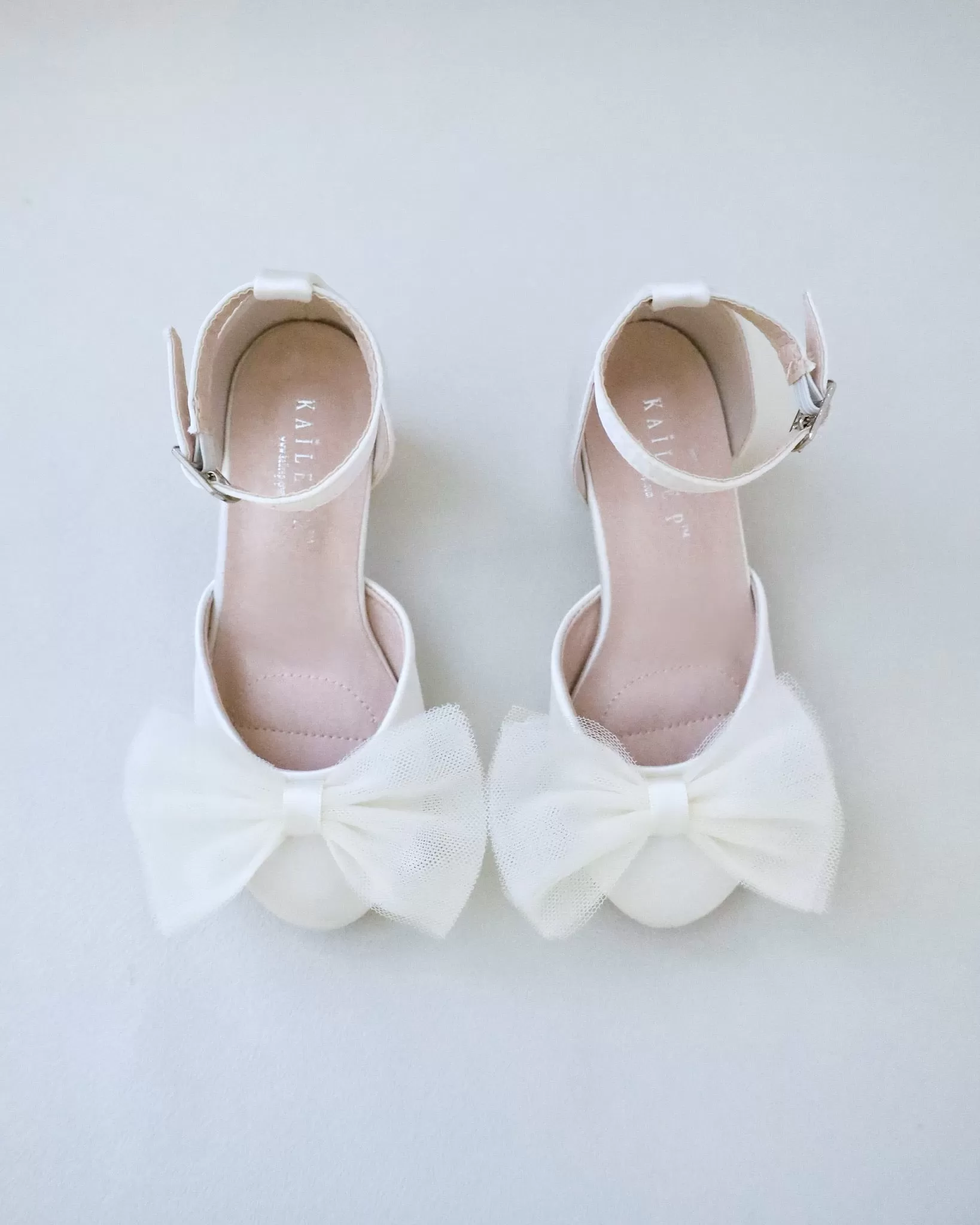 Girls Satin Block Heel with Tulle Bow