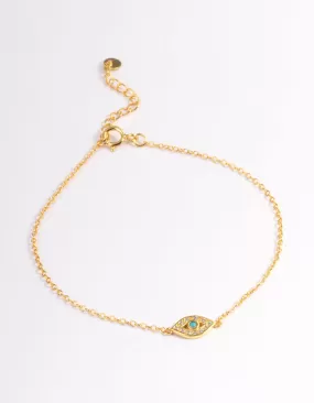 Gold Plated Sterling Silver Evil Eye Bracelet