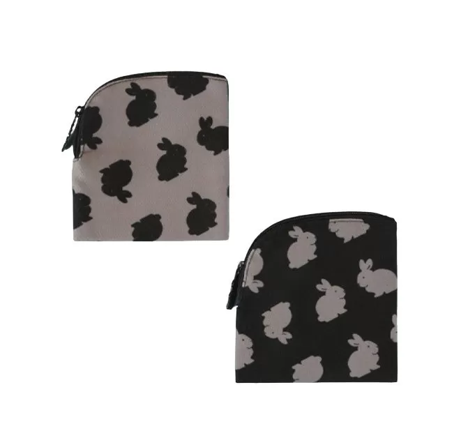 Gray Black Rabbit Pouches Cute Purses Handbags Card Cosmetics Characters Coin Mini Wallets Key Clips Airpods Cases