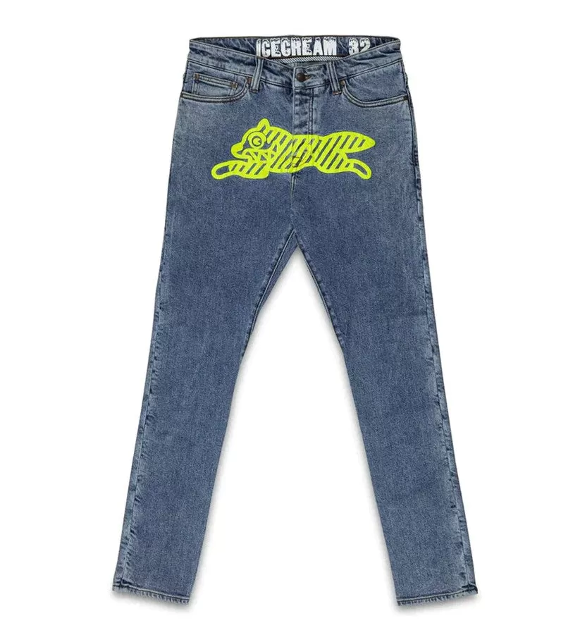 Ice Cream Neon Lime Men's Jean Pant Medium Blue Wash