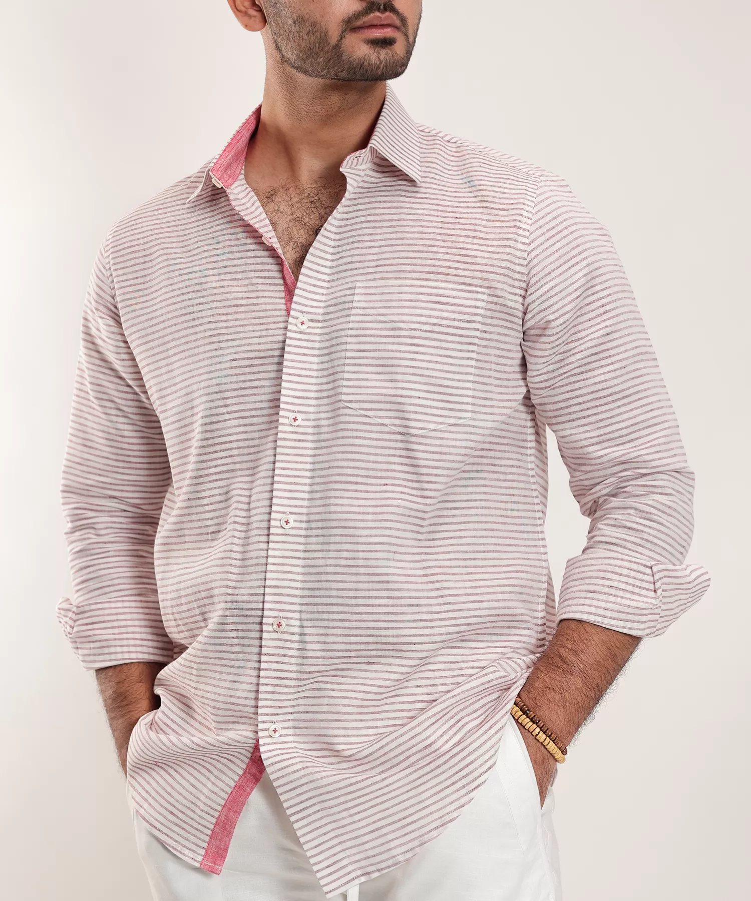 Ivory Carmin Striped Cotton Linen Shirt