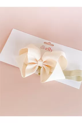 Large Ribbon Elastic Headband - Cream