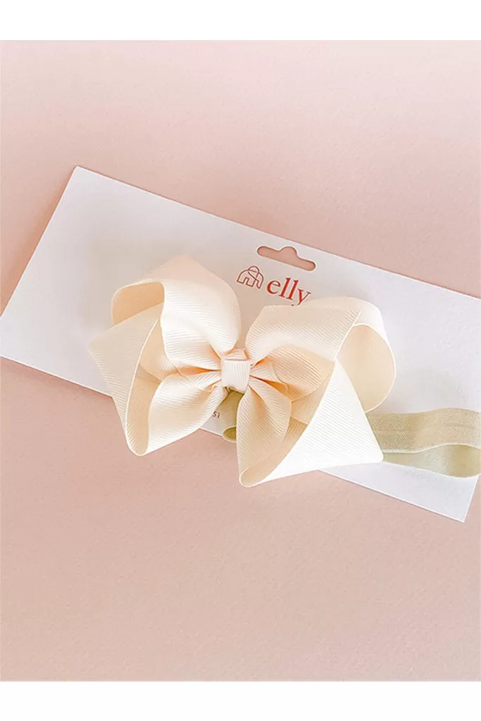 Large Ribbon Elastic Headband - Cream