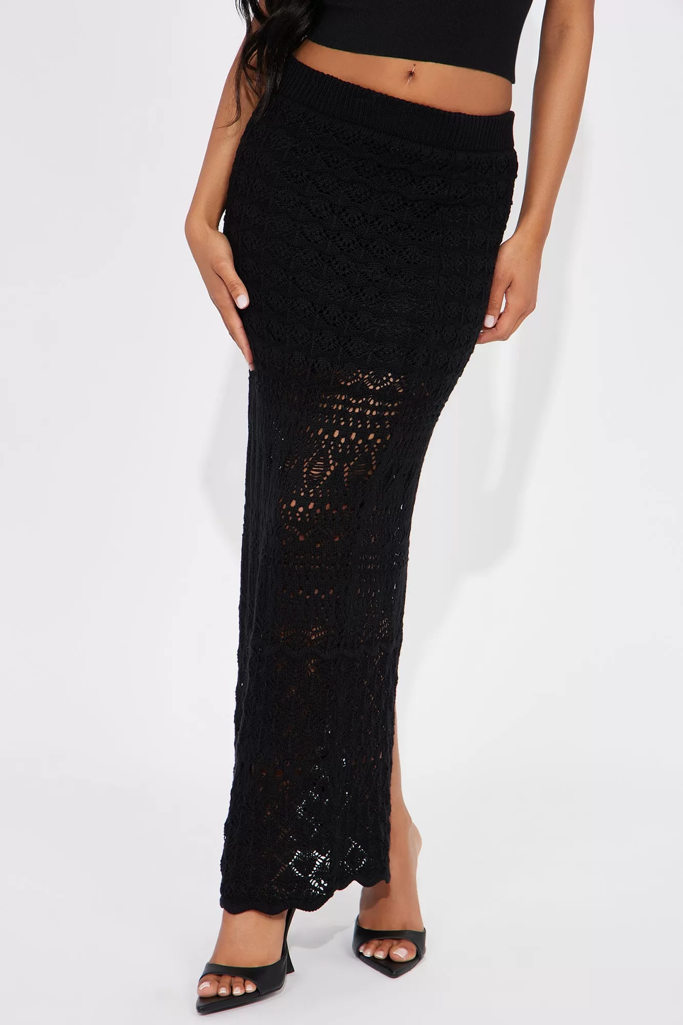 Life's Good Crochet Maxi Skirt - Black