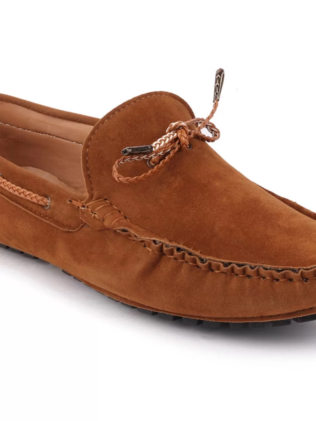 Men Tan Casual Suede Slip-On Loafers