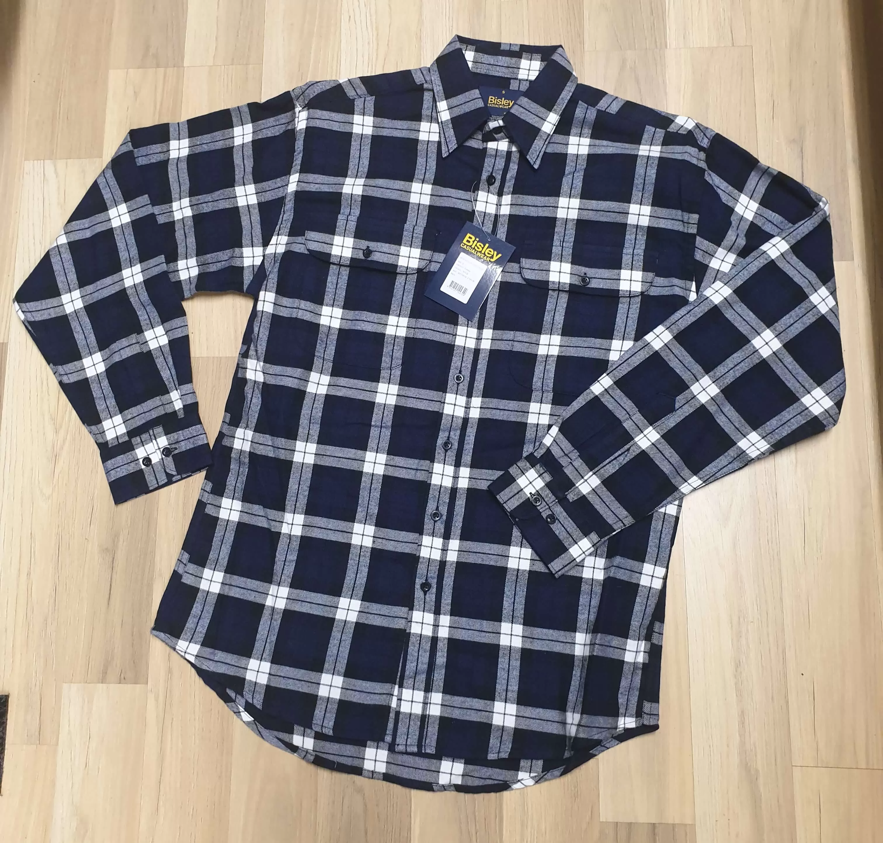 Men's Bisley L/S Flannelette Navy Shirt