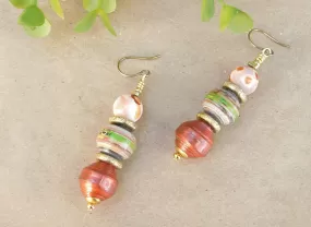 Metallic Copper Paper Bead Earrings