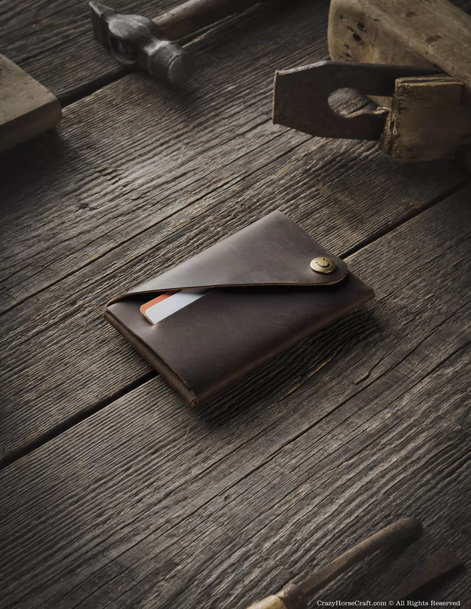 Minimalistic leather wallet/card holder | Wood Brown