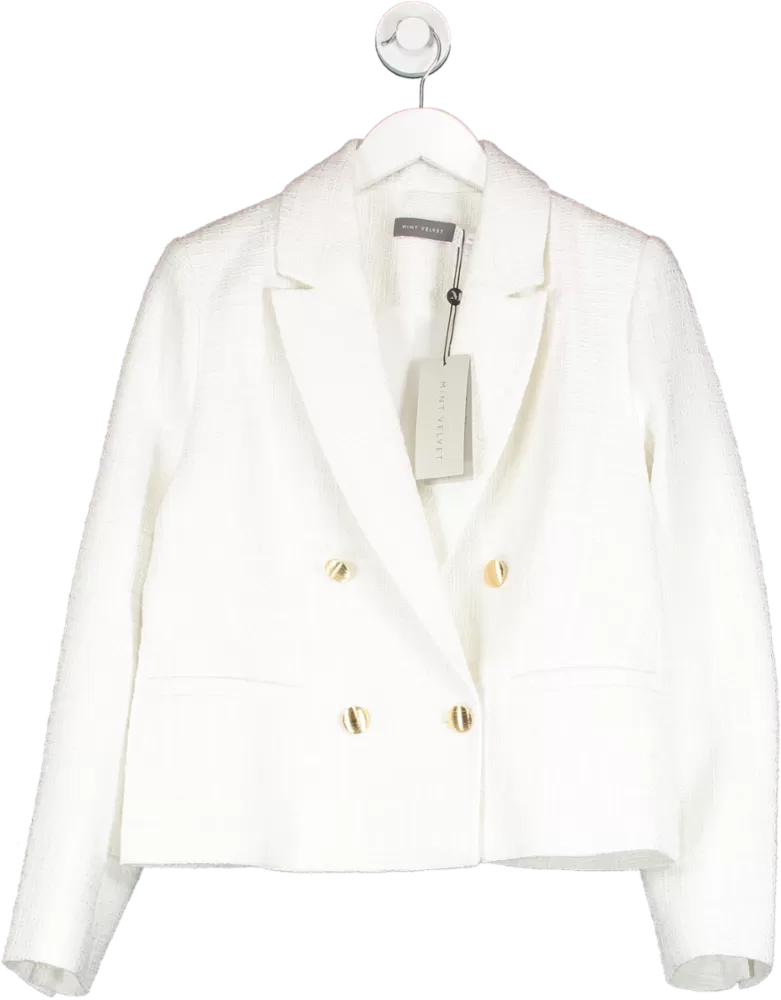 Mint Velvet White Ivory Boucle Blazer UK 12