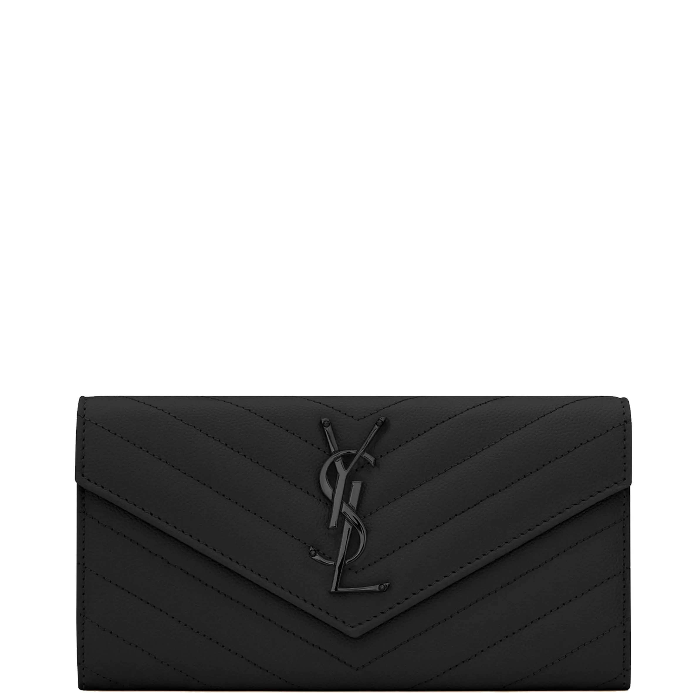 Monogram Chevron Envelope Flap Wallet, Black/Black