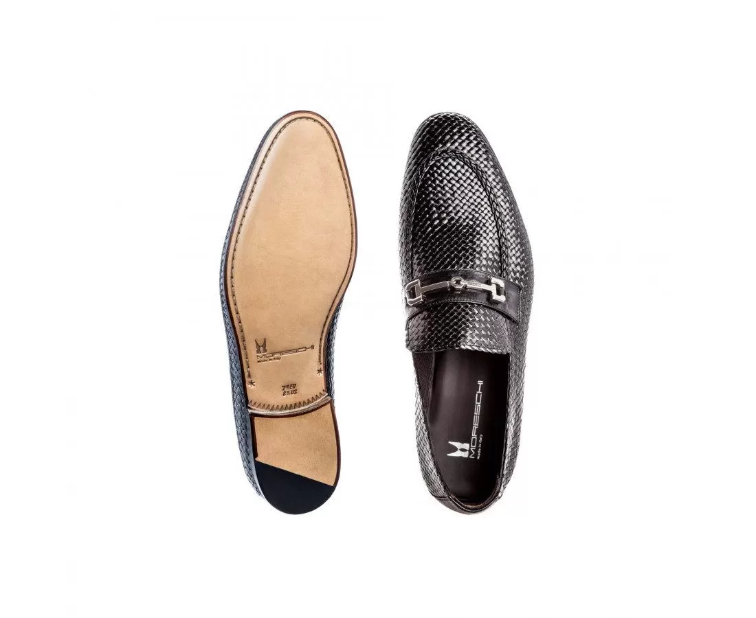 MORESCHI - Cuba Woven kangaroo leather Loafer - Black