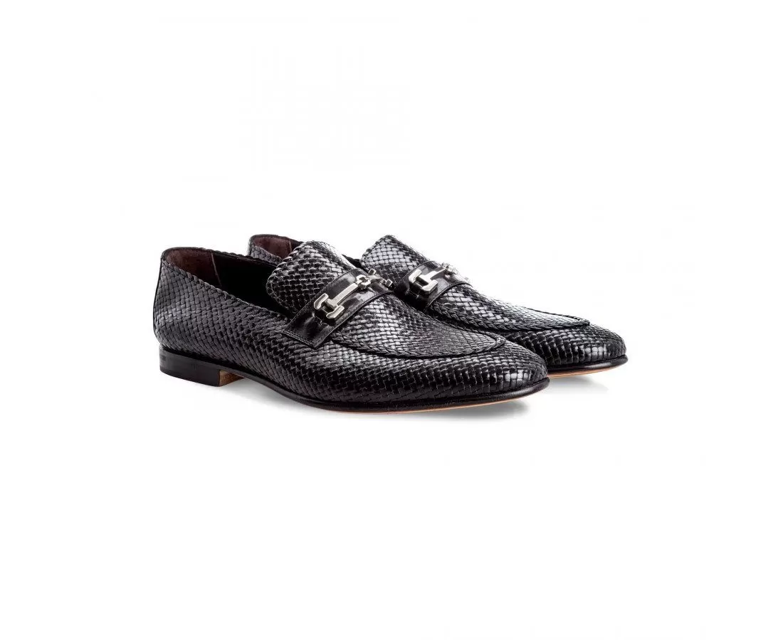 MORESCHI - Cuba Woven kangaroo leather Loafer - Black