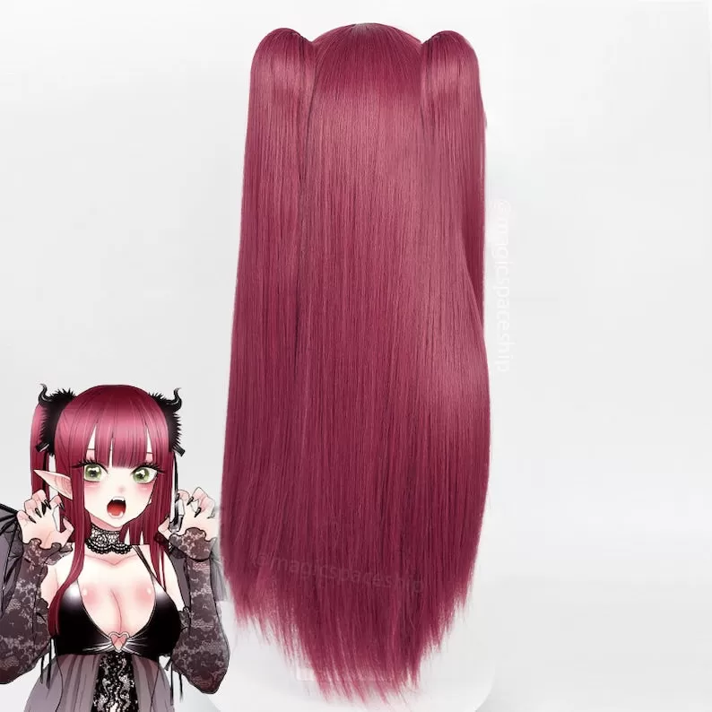 My Dress-Up Darling Succubus Riz Marin Kitagawa Gradient Rose Red Twintails Wig MK17536