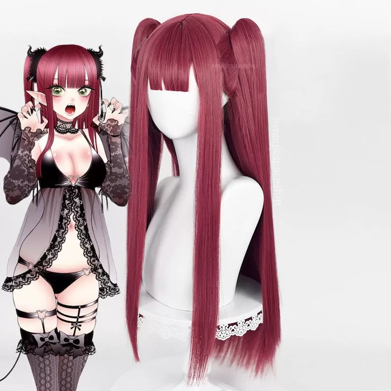 My Dress-Up Darling Succubus Riz Marin Kitagawa Gradient Rose Red Twintails Wig MK17536