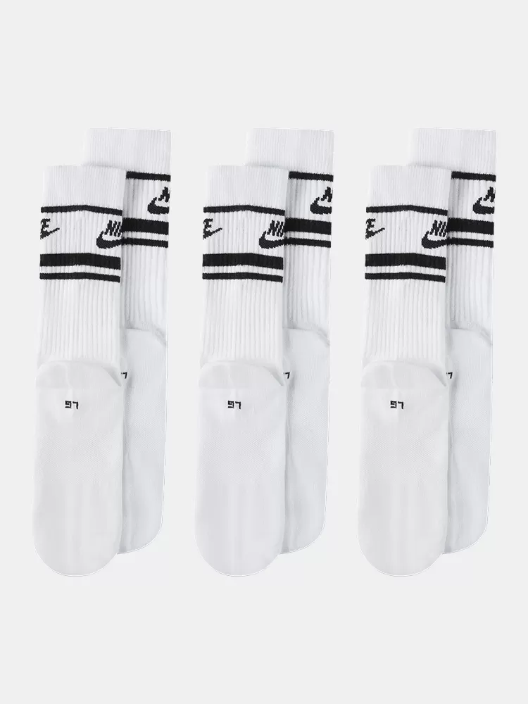 Nike Sportswear Everyday Essential Crew Socks 3pk - White / Black