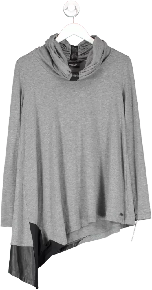 Nor Grey Gathered High Neck Top UK 10