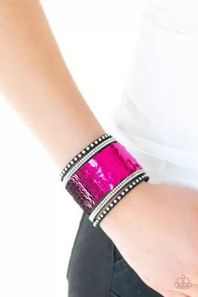 Paparazzi Accessories  - Mermaids Have More Fun #B96 - Pink/Silver bracelet