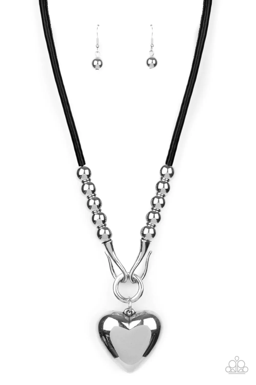 Paparazzi Necklace ~ Forbidden Love - Black - March 2021 Life Of the Party Exclusive Necklace